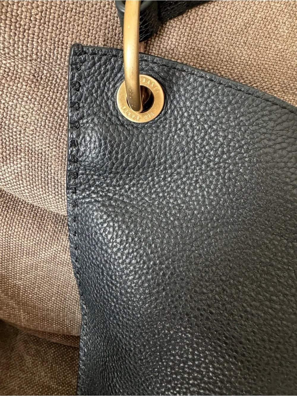 Ted Baker Candiee Black Pebbled Leather Hobo Shoulder Bag Gold Hardware